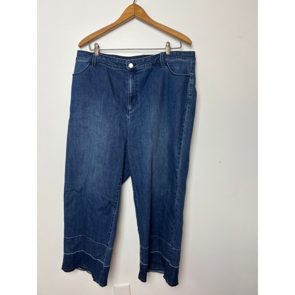 Wit & Wisdom Ab-Solution High Rise Wide Leg Jeans Medium Wash Raw Hem 20W
